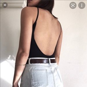 ZARA Ribbed Backless Bodysuit in Black